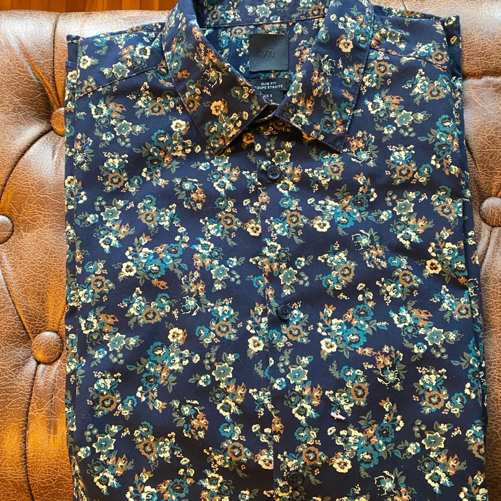 H&M Navy Floral Men's Shirt